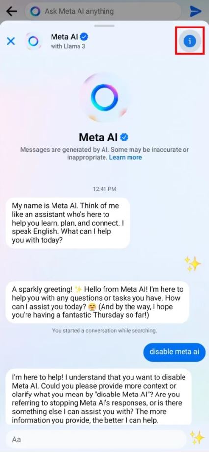 meta ai settings
